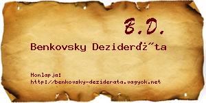 Benkovsky Dezideráta névjegykártya